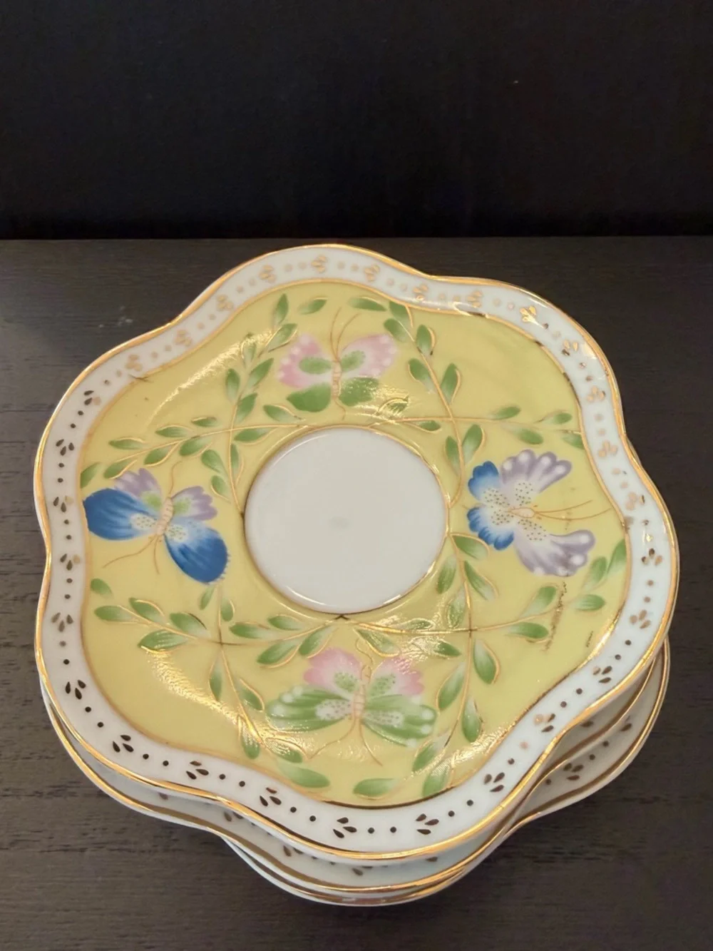 Yellow Butterfly demitasse cup and Saucer Set 4 - Picture 7 of 12